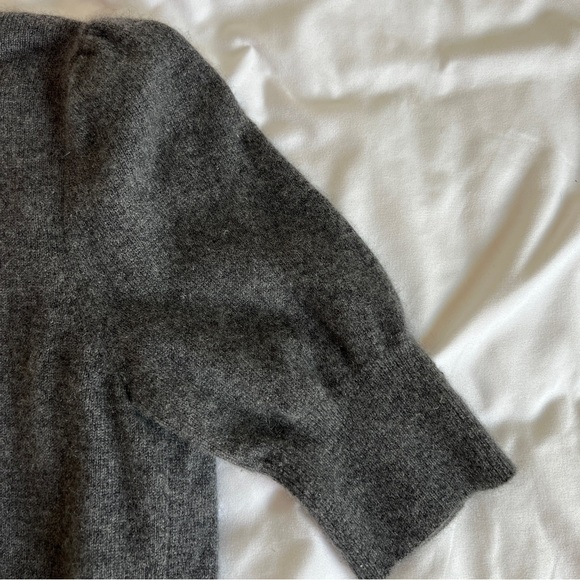 100% Cashmere Vintage Y2K Aqua Gray Open-Front Short Sleeve Sweater - Picture 5 of 9